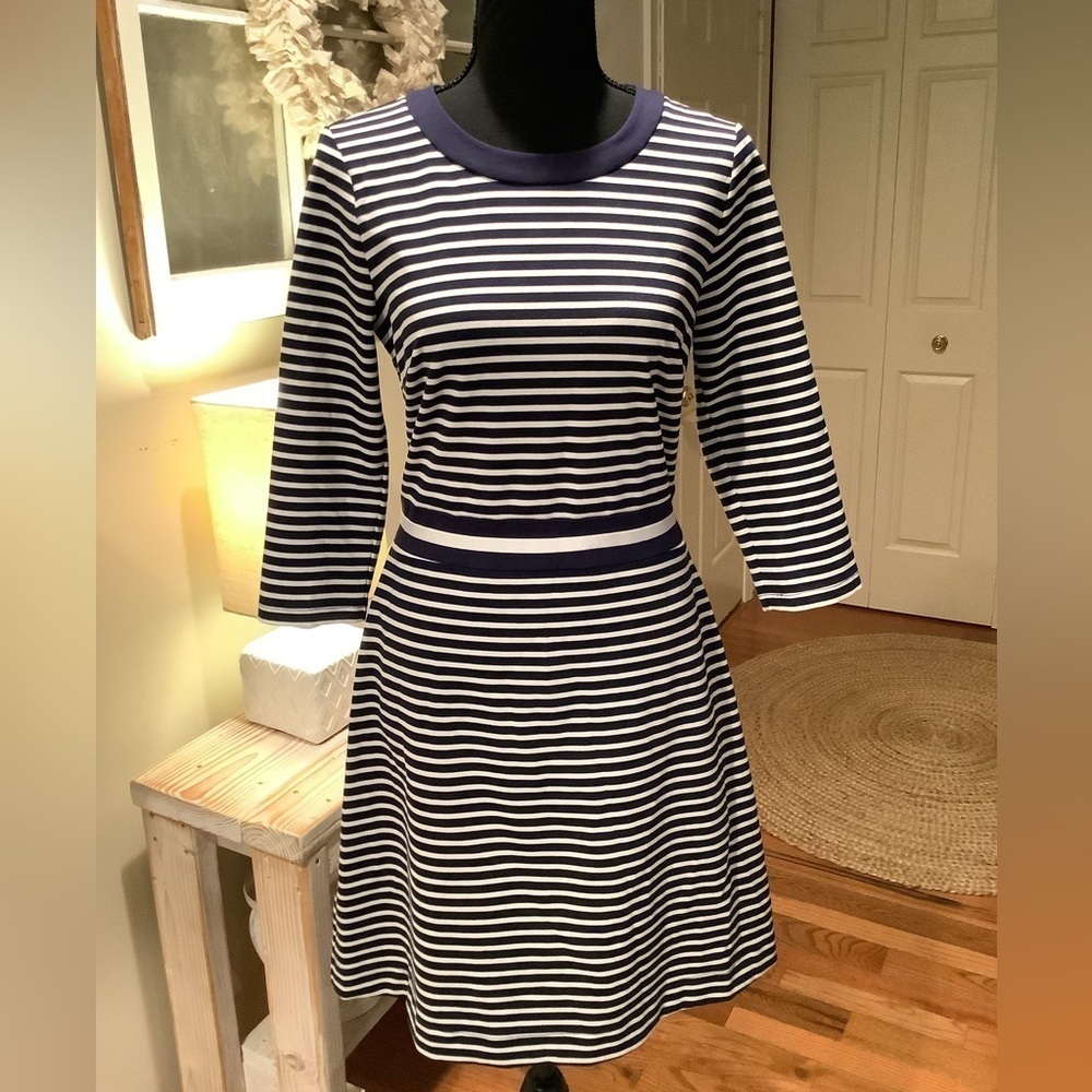 Draper James Navy and White Striped Dress